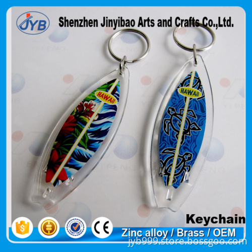 good promotional sea tourists souvenir keyrings metal surfboard shape keyring